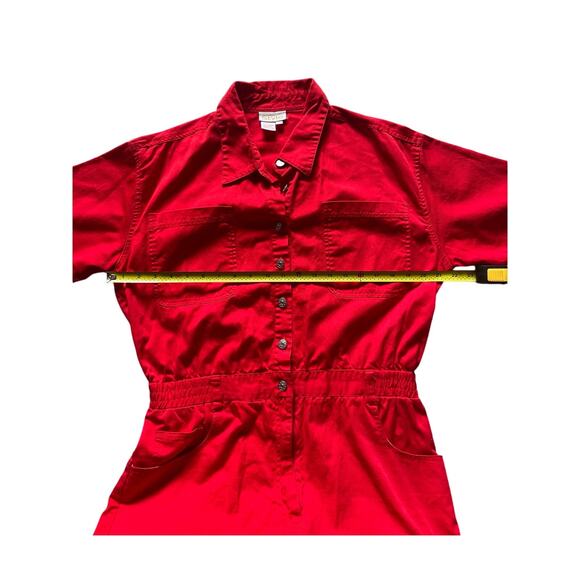 Womens/Teen Red Denim Utility Dress Size Medium Cotton Vintage California Style - Picture 5 of 7